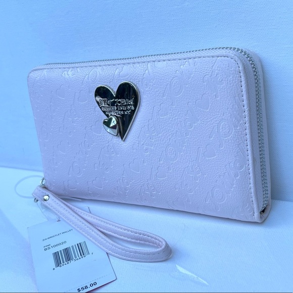 Betsey Johnson Pink Zip Around Wristlet Wallet Logo BS100020 - Picture 3 of 7